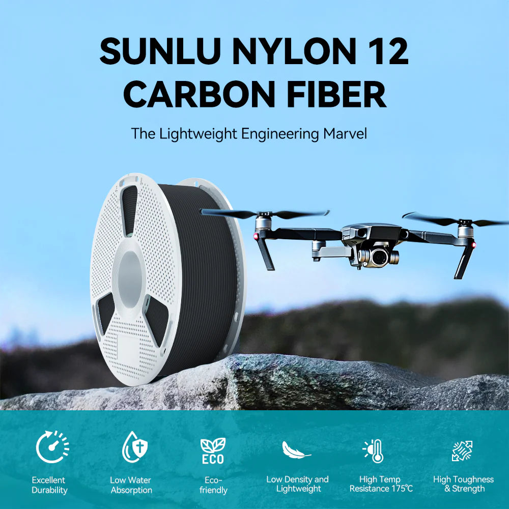 Nylon-12 Carbon Fiber (PA12-CF) 3D Printer Filament 1KG