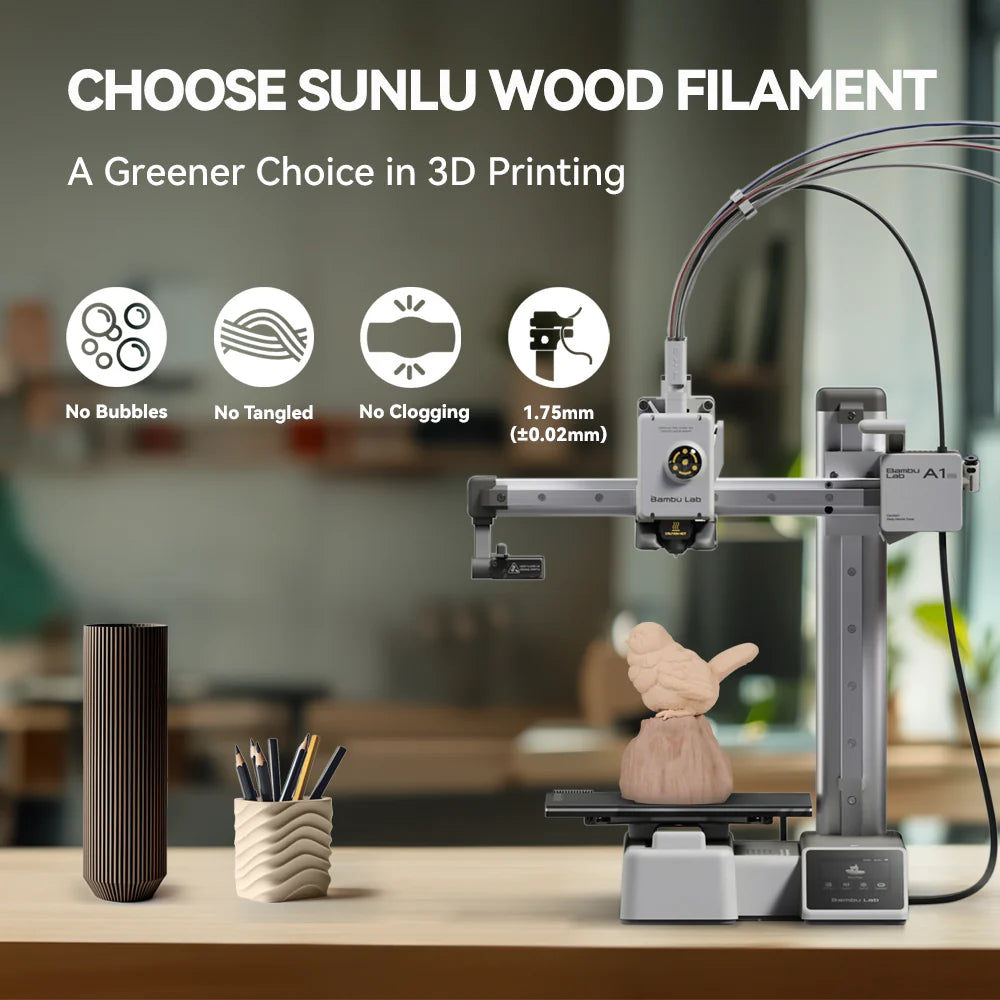 [MOQ: 3KG] Optimized Wood PLA 3D Printer Filament 1KG, Optimized and Upgraded Wood Texture