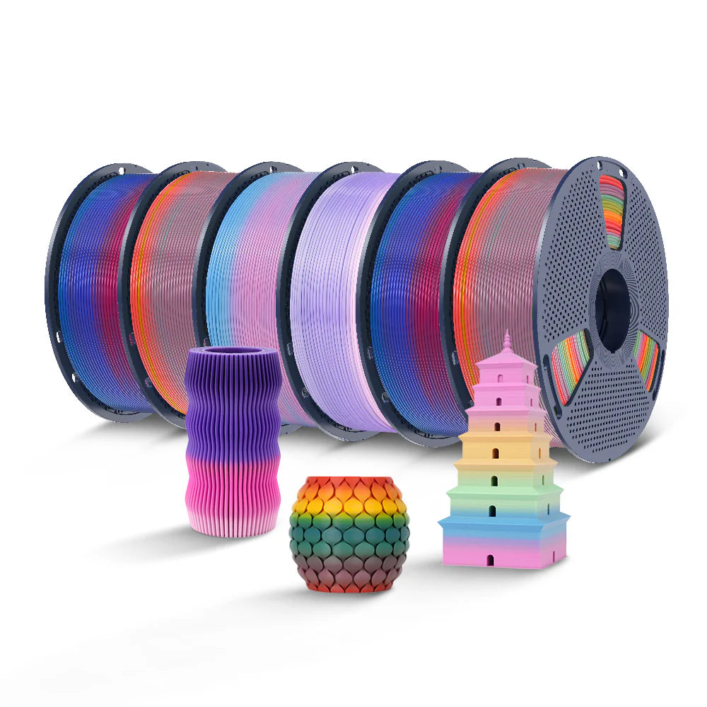 [MOQ: 3KG] PLA, SILK, PETG Rainbow Filament 3D Printer Filament 1KG