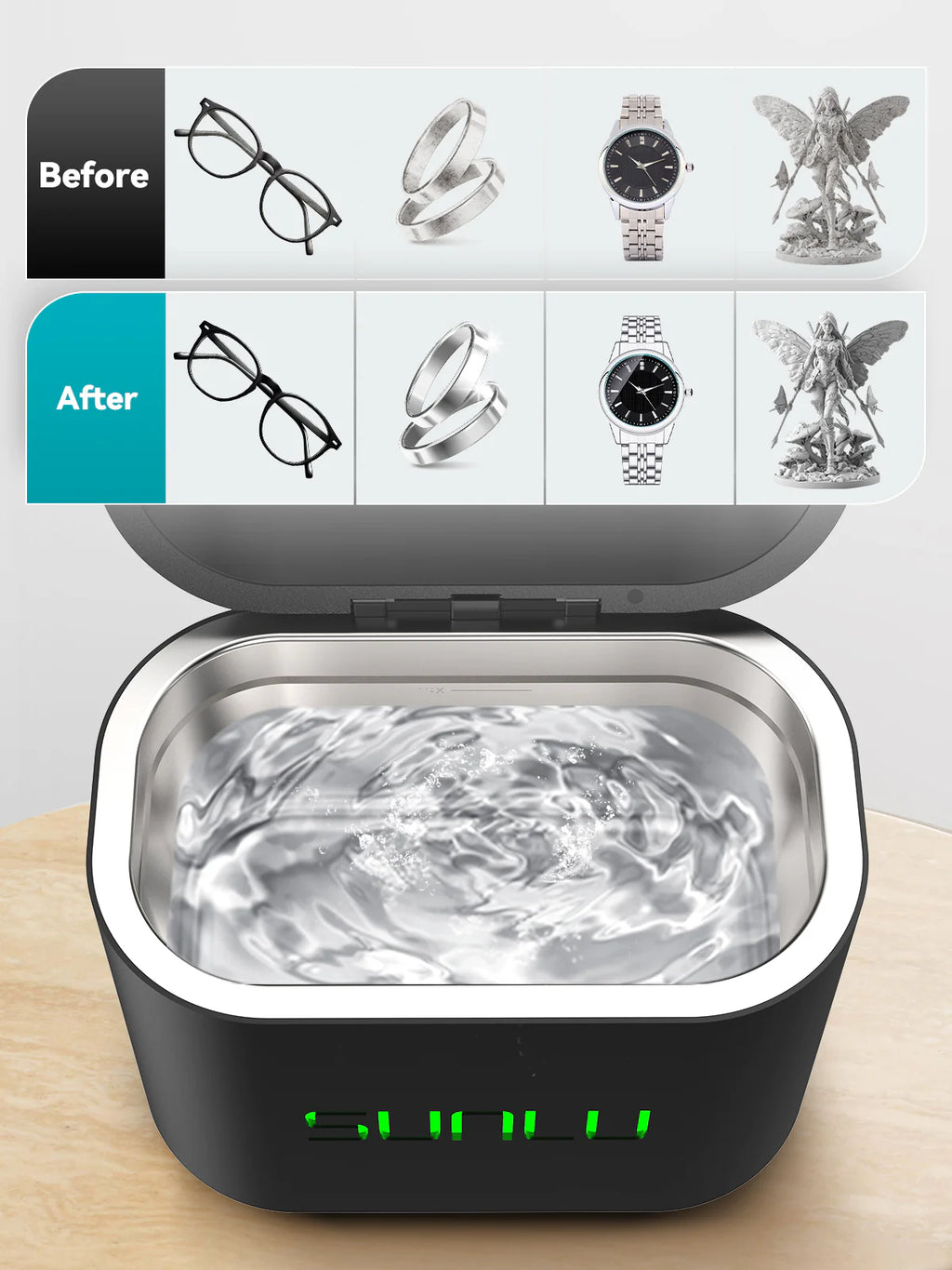 Ultrasonic Cleaner 2.7L with Multi-Speed Options and Time Control