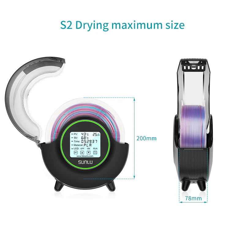 SUNLU S2 Filament Dryer, 360° Surround Heating During 3D Printing